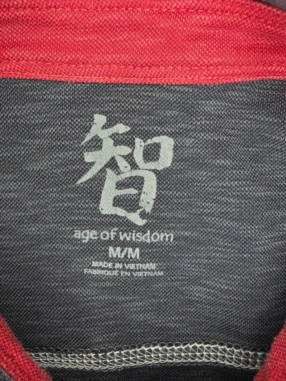 Age of Wisdom Polo Shirt Mens Medium Gray Contrasting Collar Golf Short Sleeve - Picture 3 of 8
